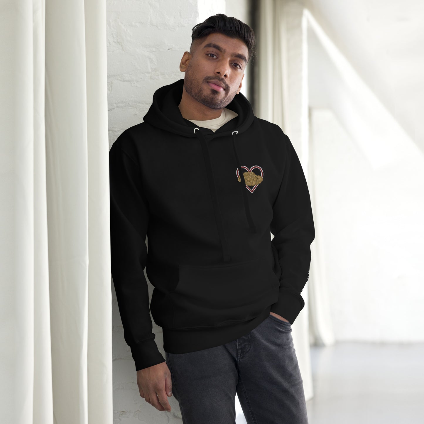 Challah Heart Unisex Premium Pullover Hoodie (Black)