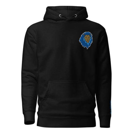 Blue Lion of Judah Warrior Unisex Premium Pullover Hoodie (Black)