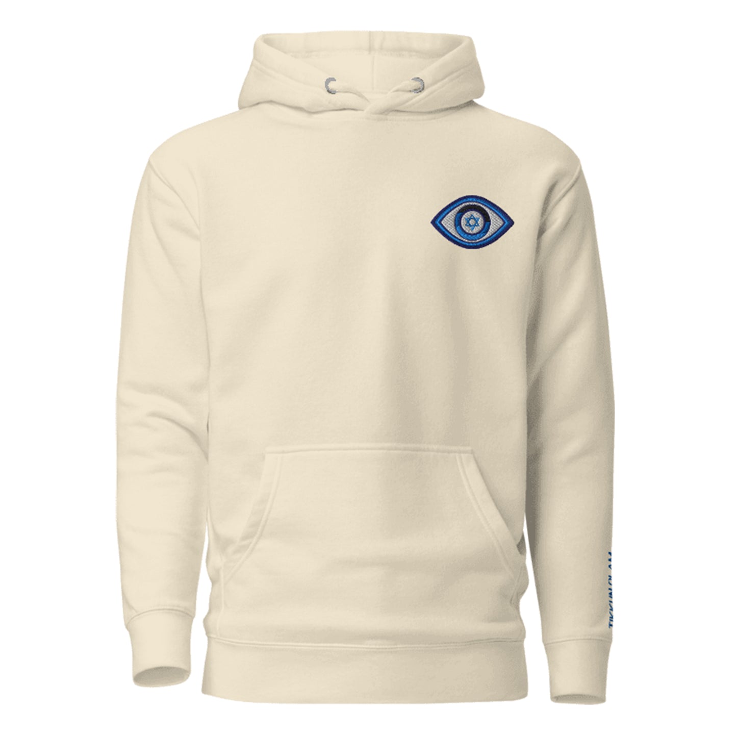 Blue Evil Eye Tikkun Olam Hoodie Unisex Premium Pullover Hoodie (Bone)