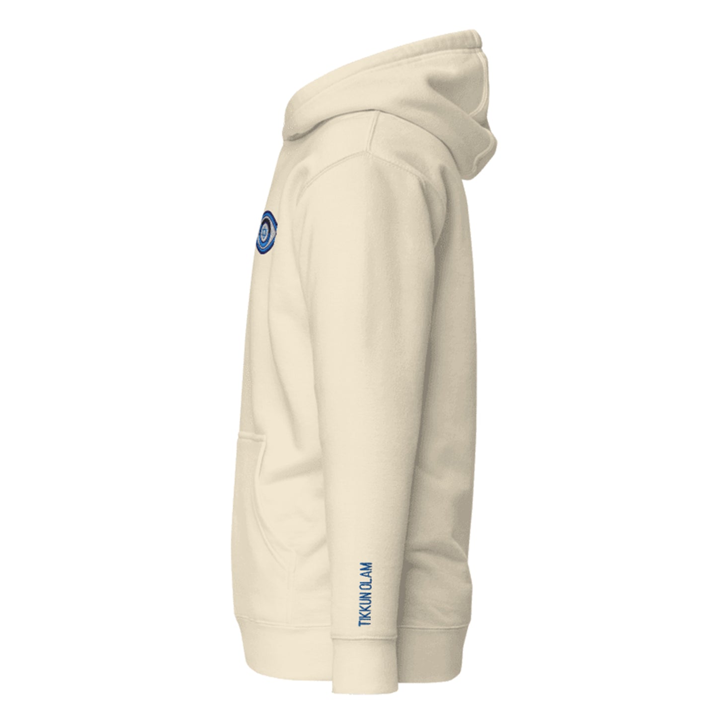Blue Evil Eye Tikkun Olam Hoodie Unisex Premium Pullover Hoodie (Bone)