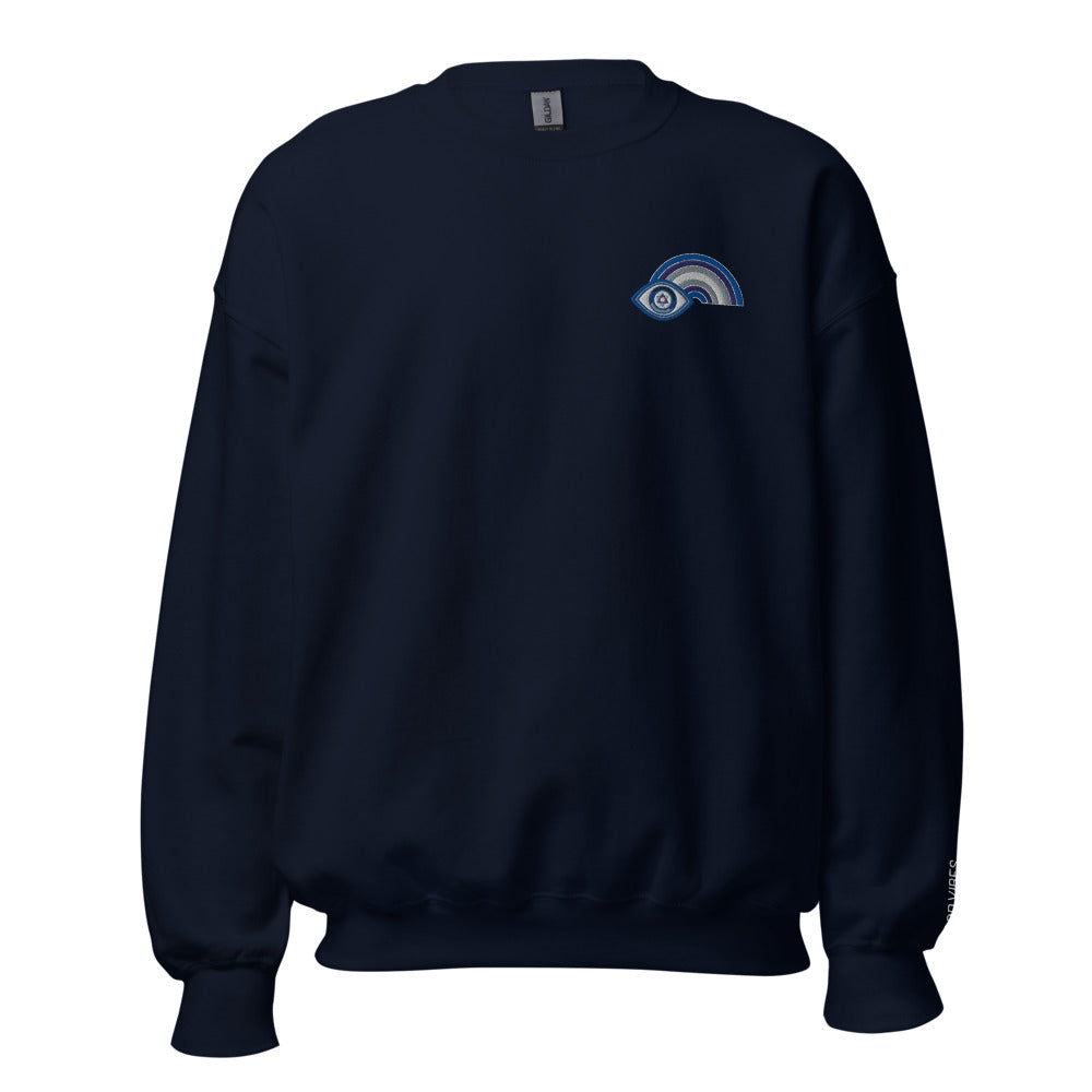 Blue Rainbow Evil Eye Unisex Unisex Crewneck Sweatshirt (Navy)