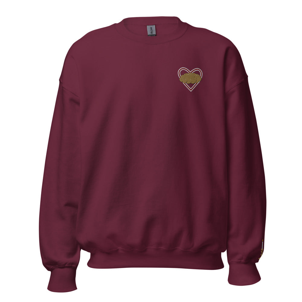 Challah Heart & Candlesticks Unisex Crewneck Sweatshirt (Maroon)