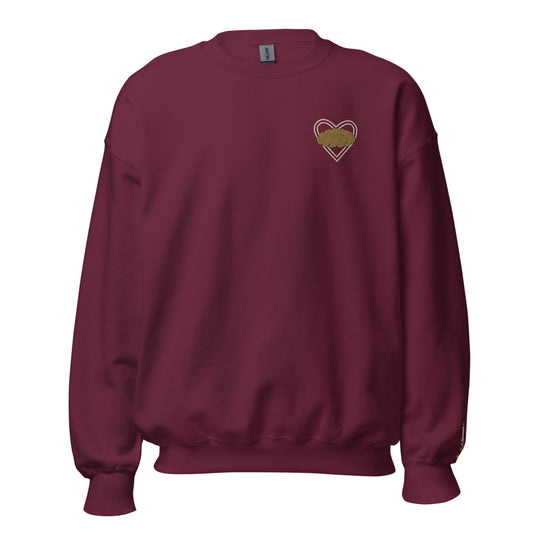 Challah Heart & Candlesticks Unisex Crewneck Sweatshirt (Maroon)