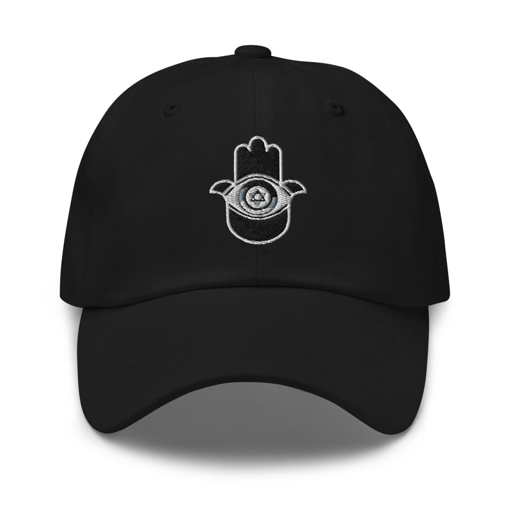 Greyscale Hamsa Classic Dad Hat (Black)