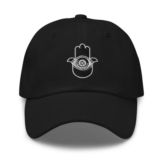 Greyscale Hamsa Classic Dad Hat (Black)
