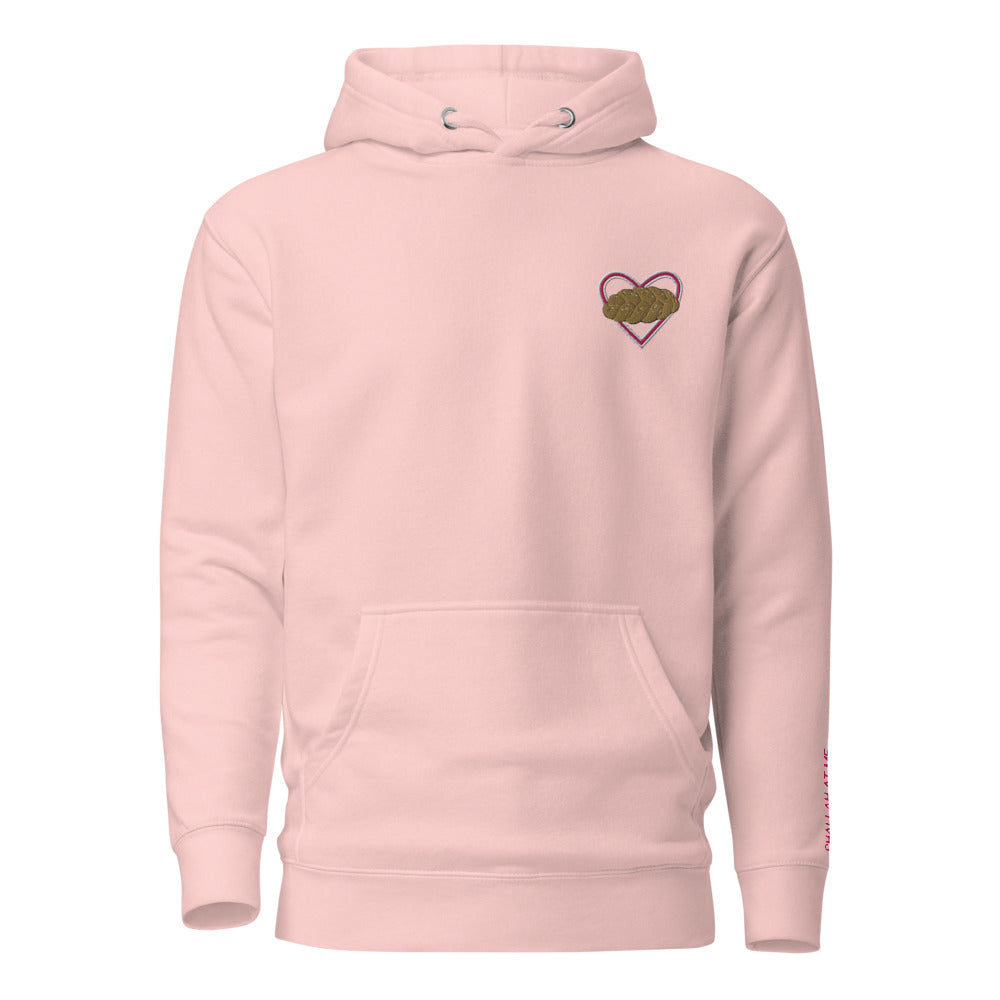 Pink Challah Heart Unisex Pullover Hoodie (Soft Pink)