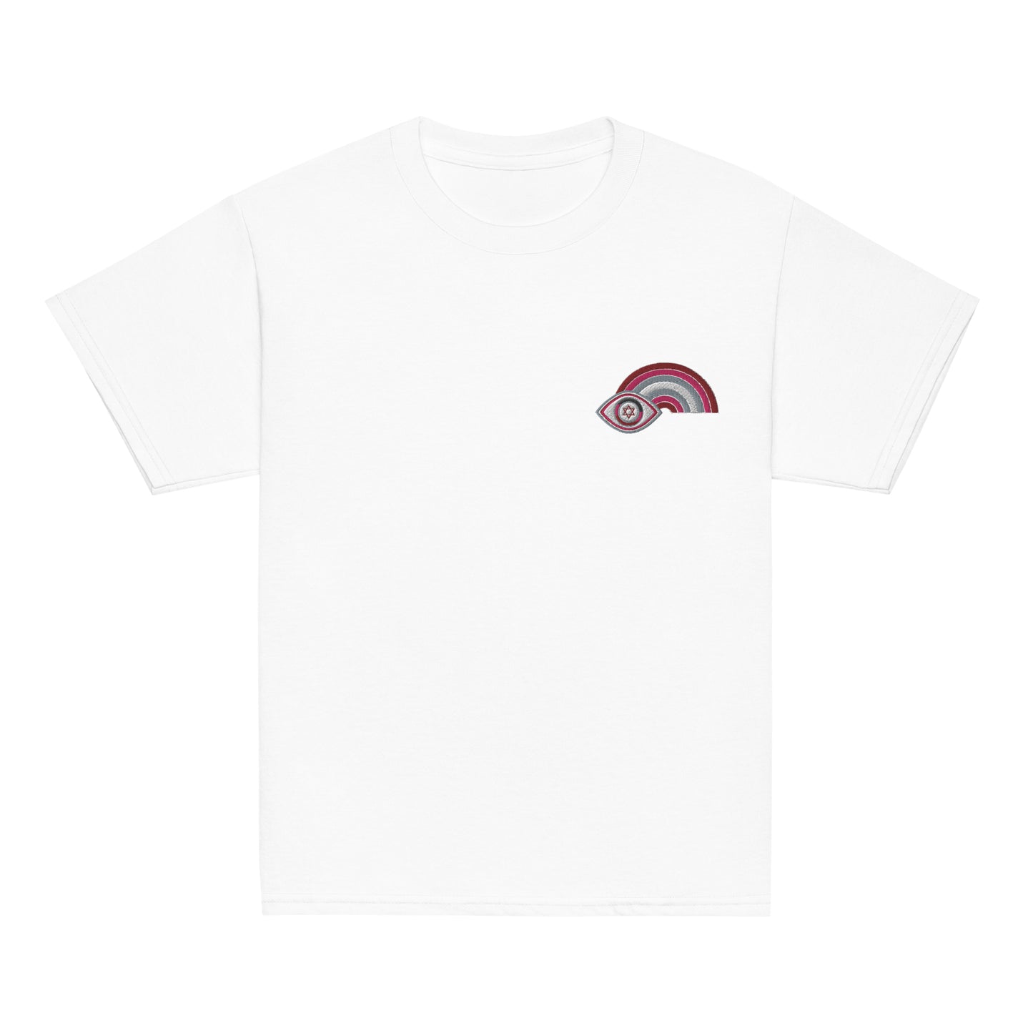 Pink Rainbow Evil Eye Youth T-Shirt (White)