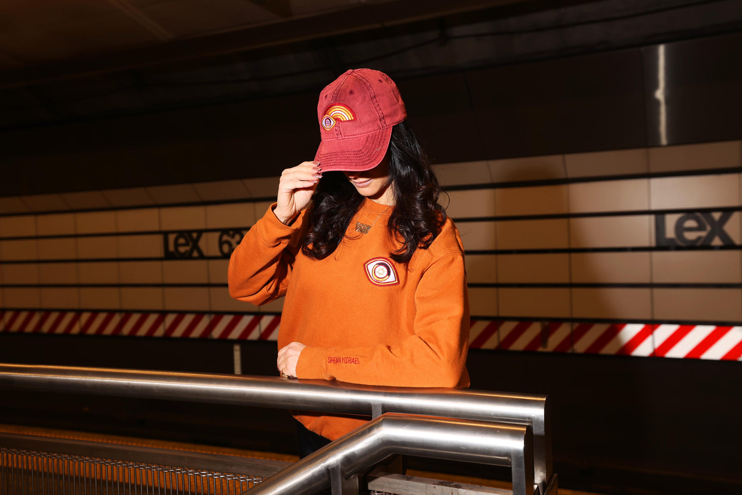 Maroon Rainbow Evil Eye Vintage Cap (Maroon)