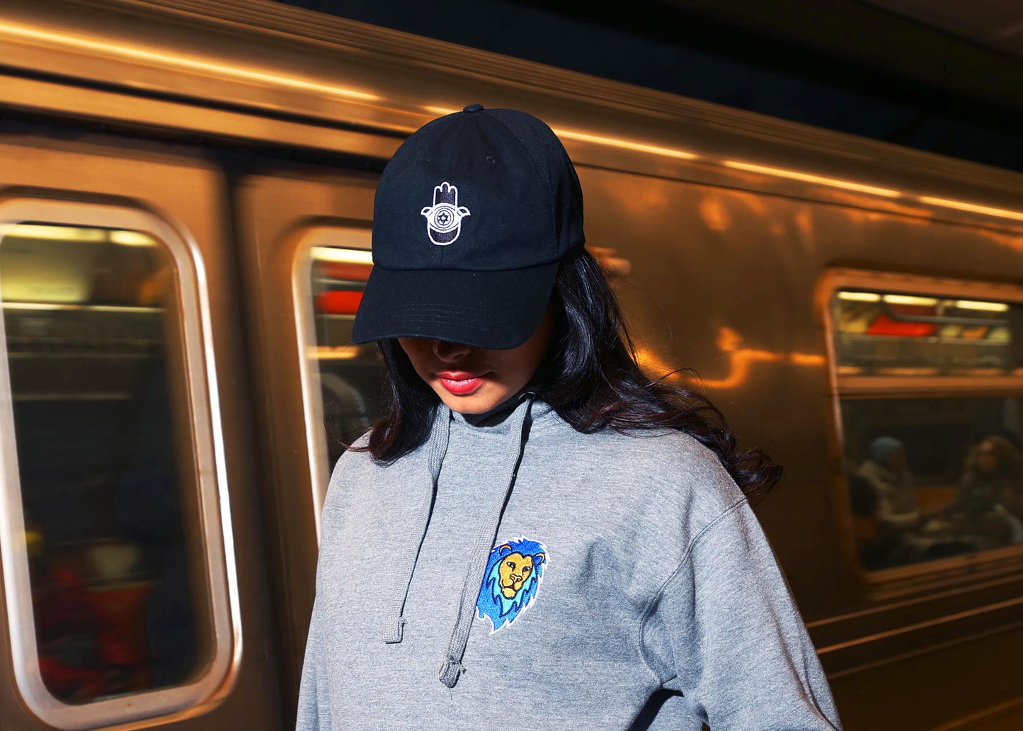 Greyscale Hamsa Classic Dad Hat (Black)