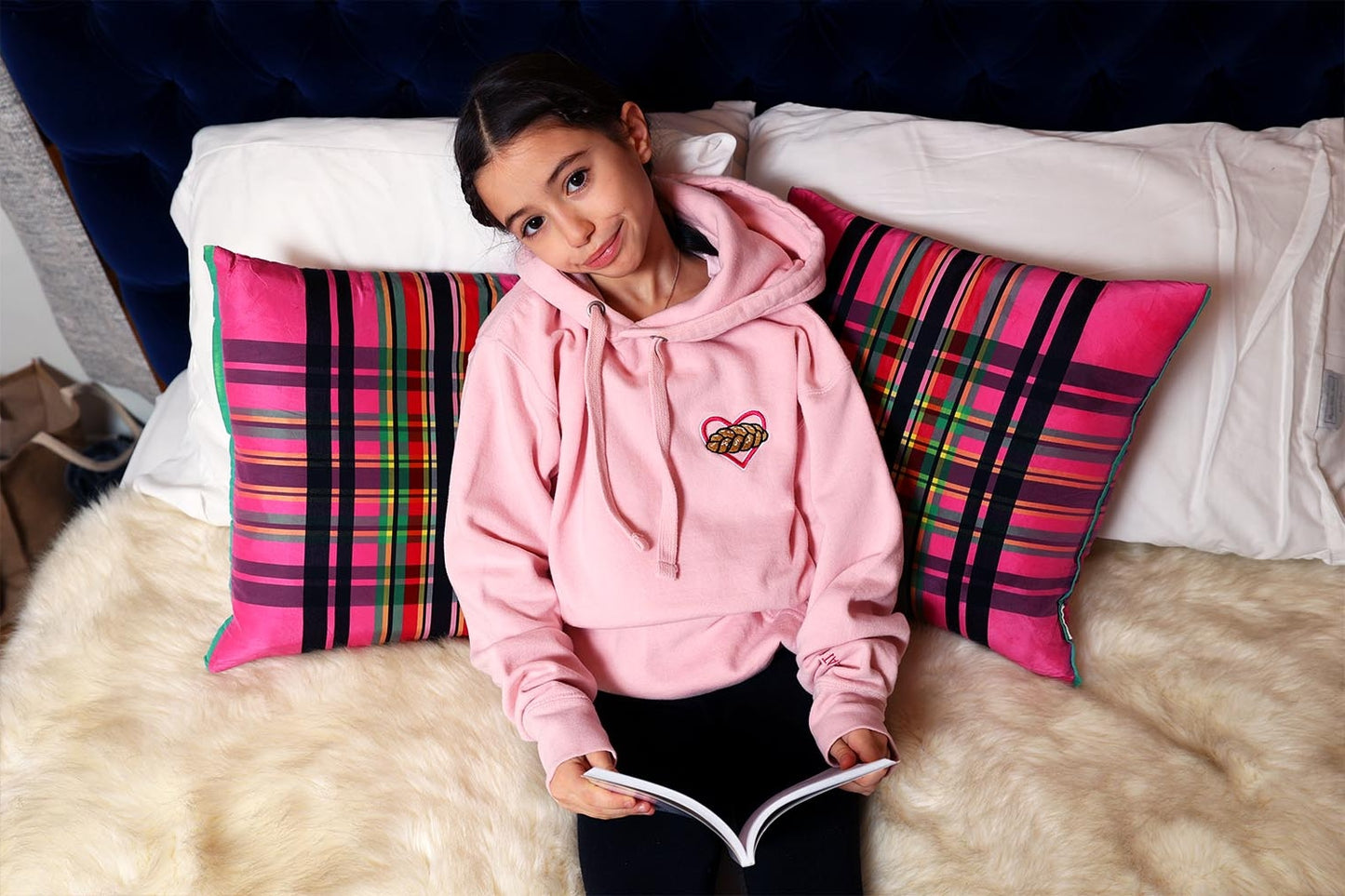 Pink Challah Heart Unisex Pullover Hoodie (Soft Pink)