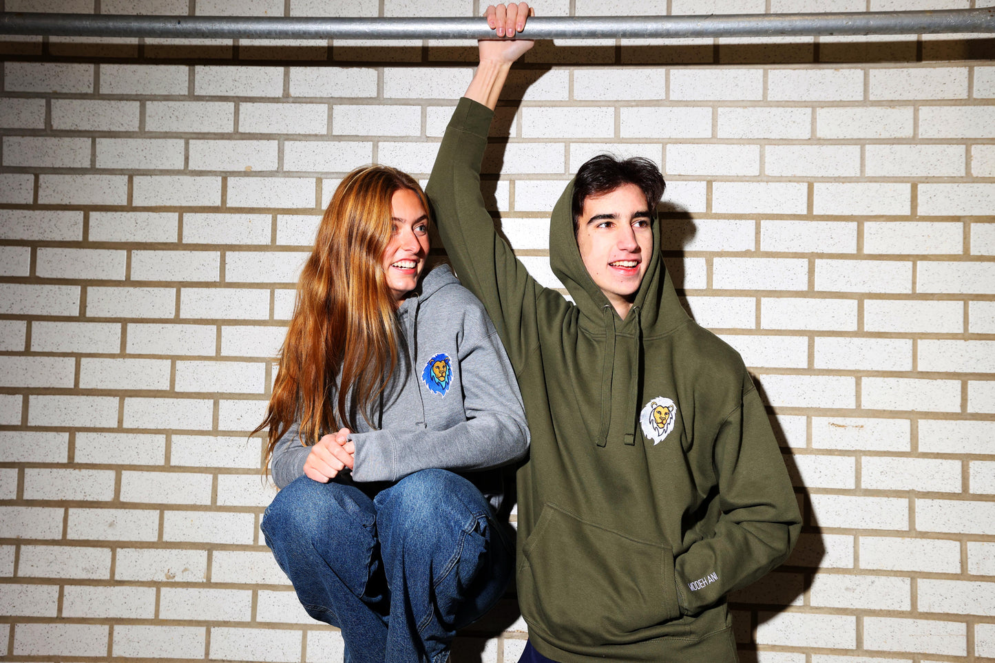 Greyscale Lion Modeh Ani Premium Pullover Hoodie (Military Green)