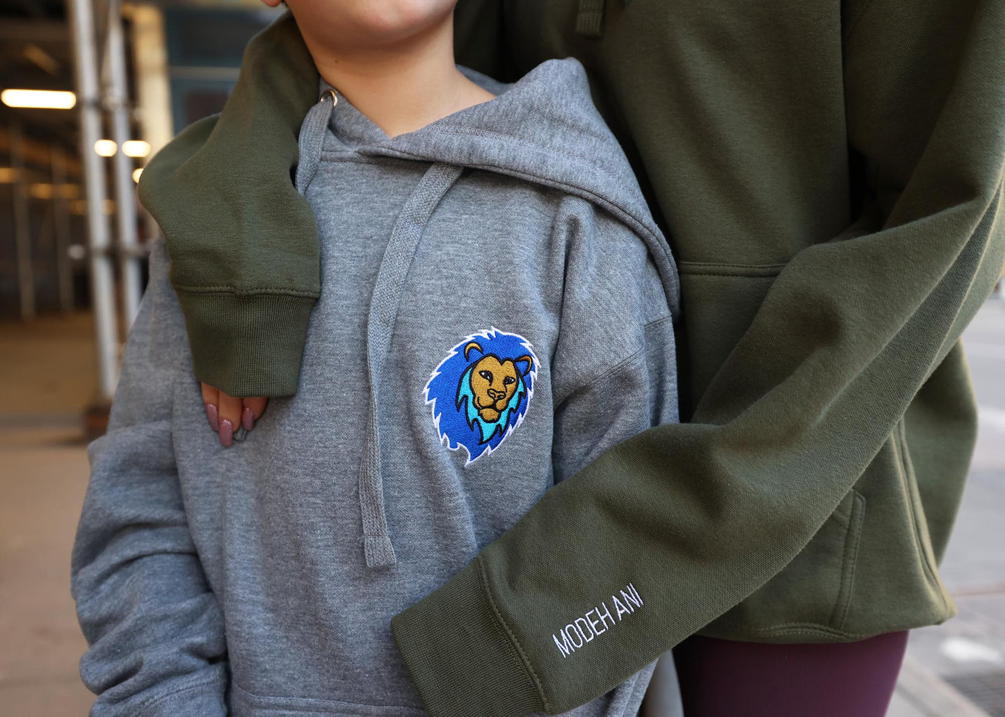 Blue Lion of Judah Warrior Unisex Premium Pullover Hoodie (Carbon Grey)