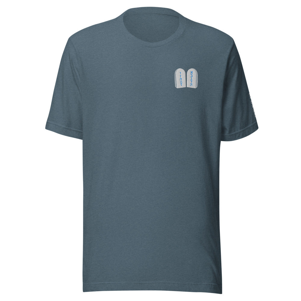 Solid Luchot Two Tablets Adult Unisex T-Shirt (Heather Slate)