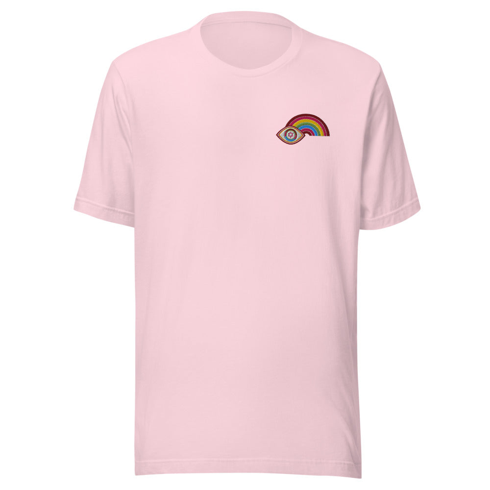 Multicolor Rainbow Evil Eye Youth T-Shirt (Soft Pink)