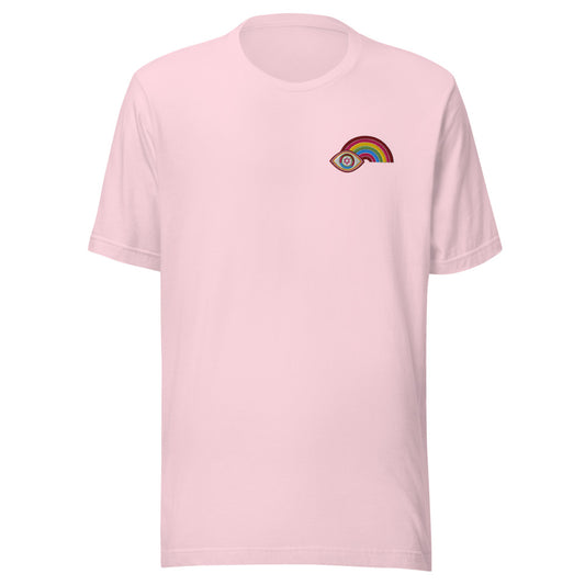 Multicolor Rainbow Evil Eye Youth T-Shirt (Soft Pink)