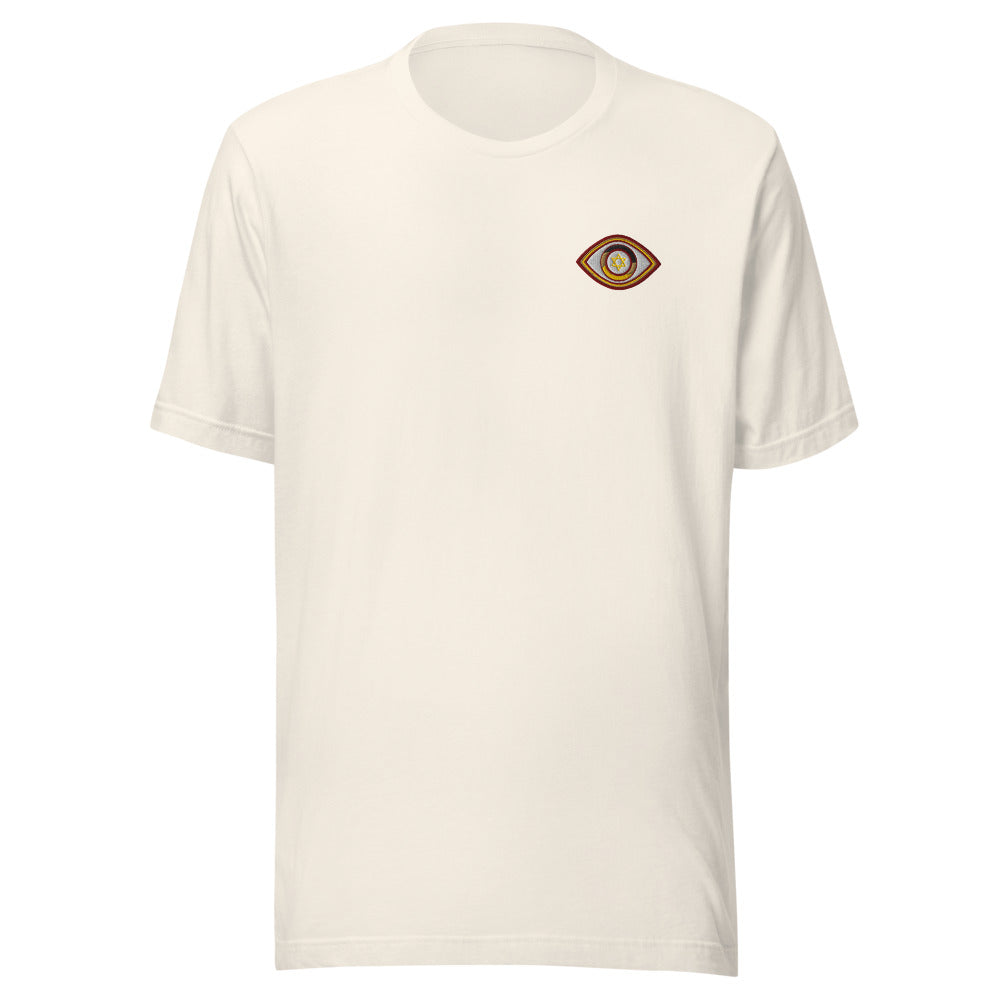 Maroon Evil Eye Unisex T-Shirt (Vintage White)