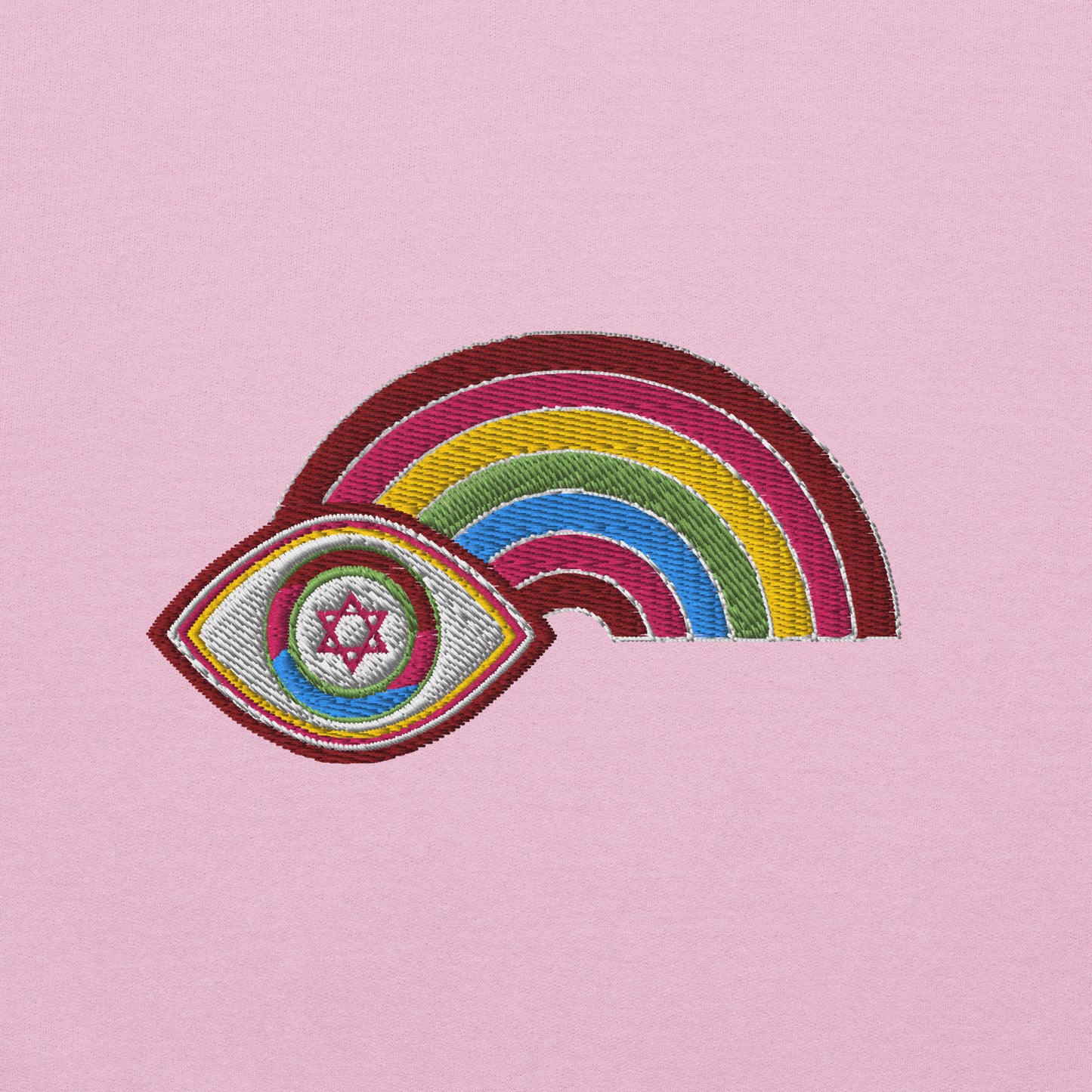 Multicolor Rainbow Evil Eye Unisex Crew Neck Sweatshirt (Pink)