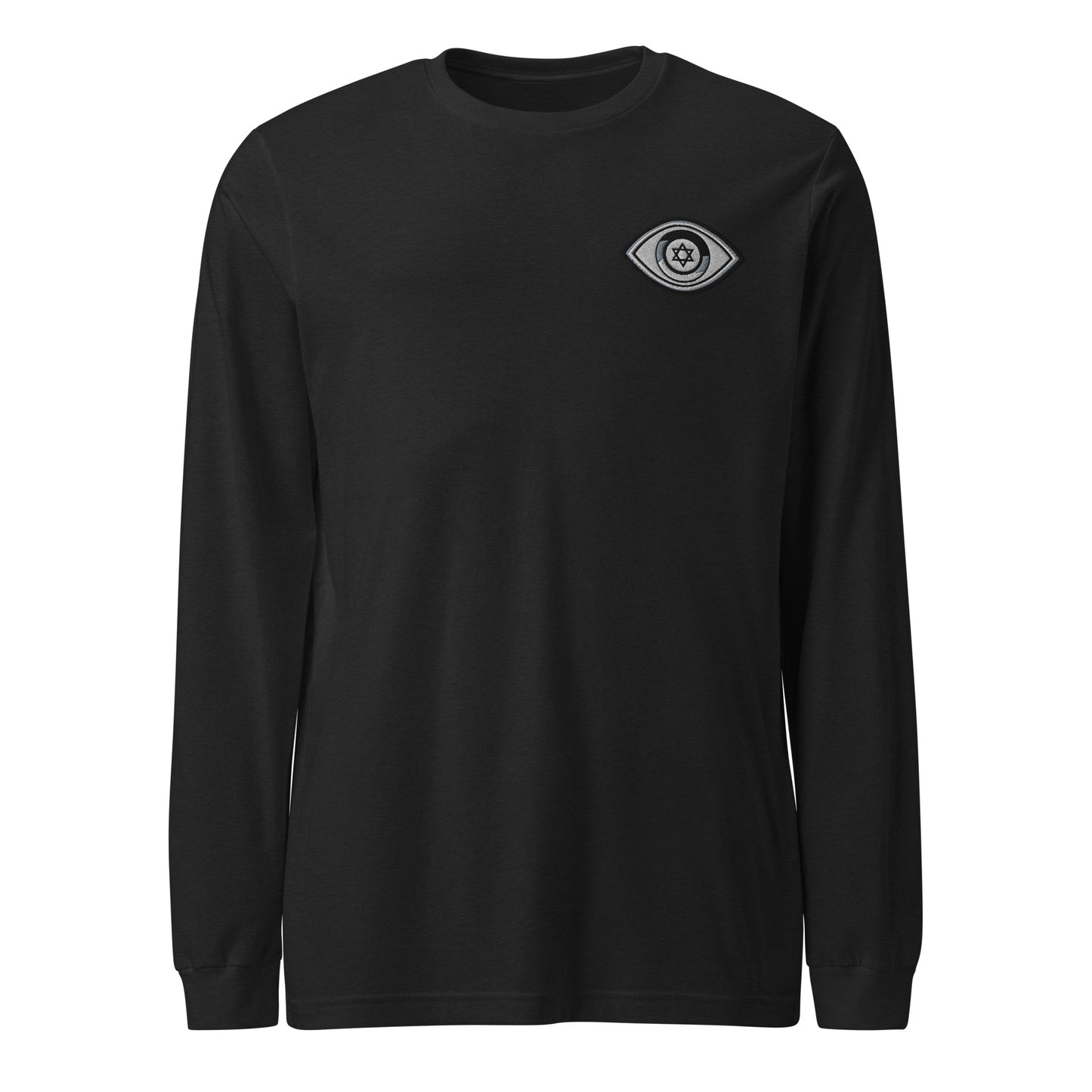 Greyscale Evil Eye Unisex Long Sleeve Tee (Black Heather)