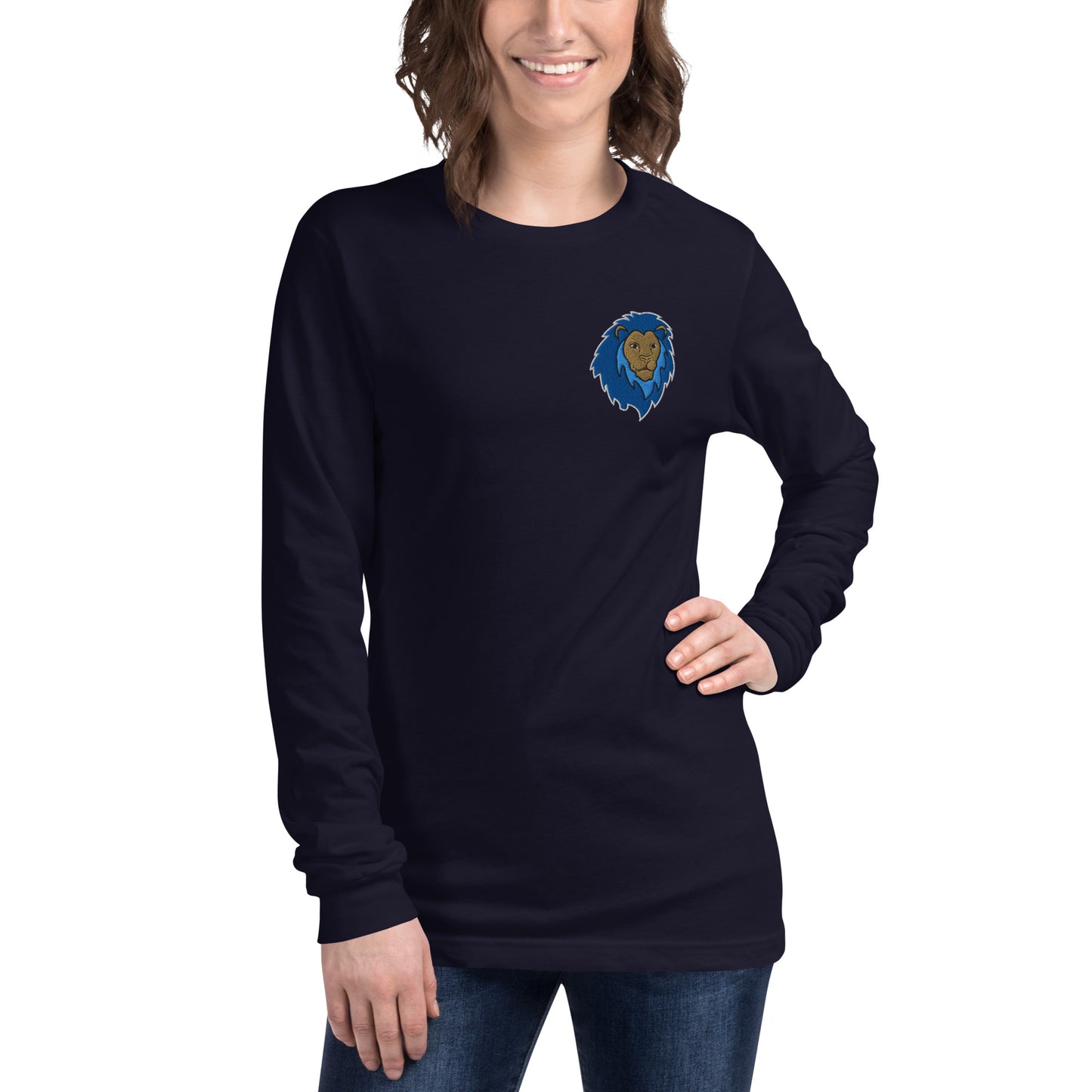 Blue Lion of Judah Unisex Long Sleeve Tee (Navy)