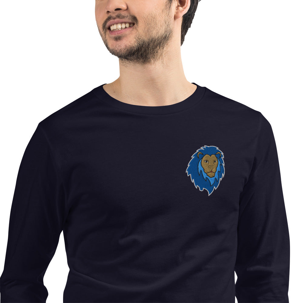 Blue Lion of Judah Unisex Long Sleeve Tee (Navy)