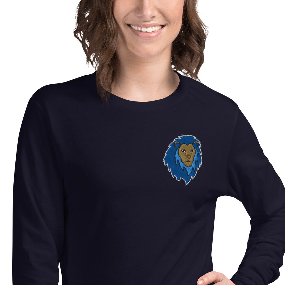 Blue Lion of Judah Unisex Long Sleeve Tee (Navy)