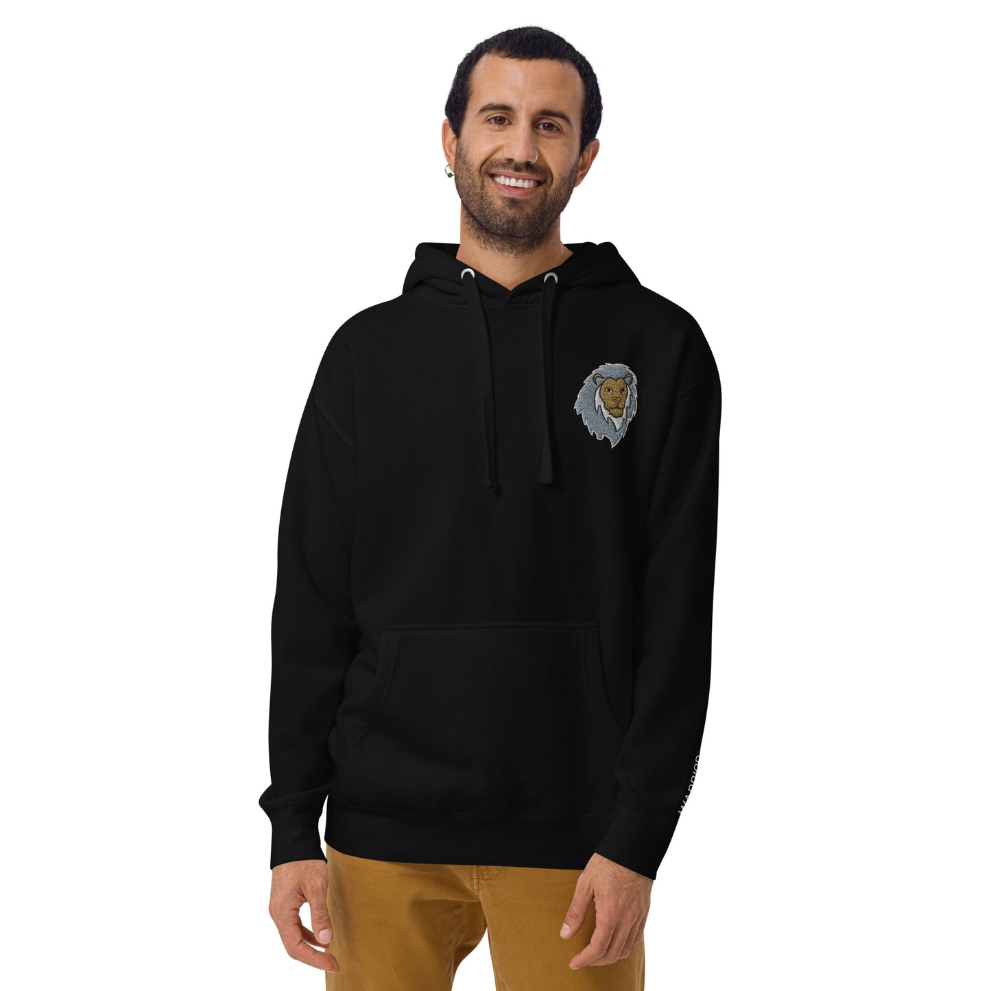 Grayscale Lion of Judah Warrior Unisex Premium Pullover Hoodie (Black)