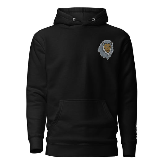 Grayscale Lion of Judah Warrior Unisex Premium Pullover Hoodie (Black)