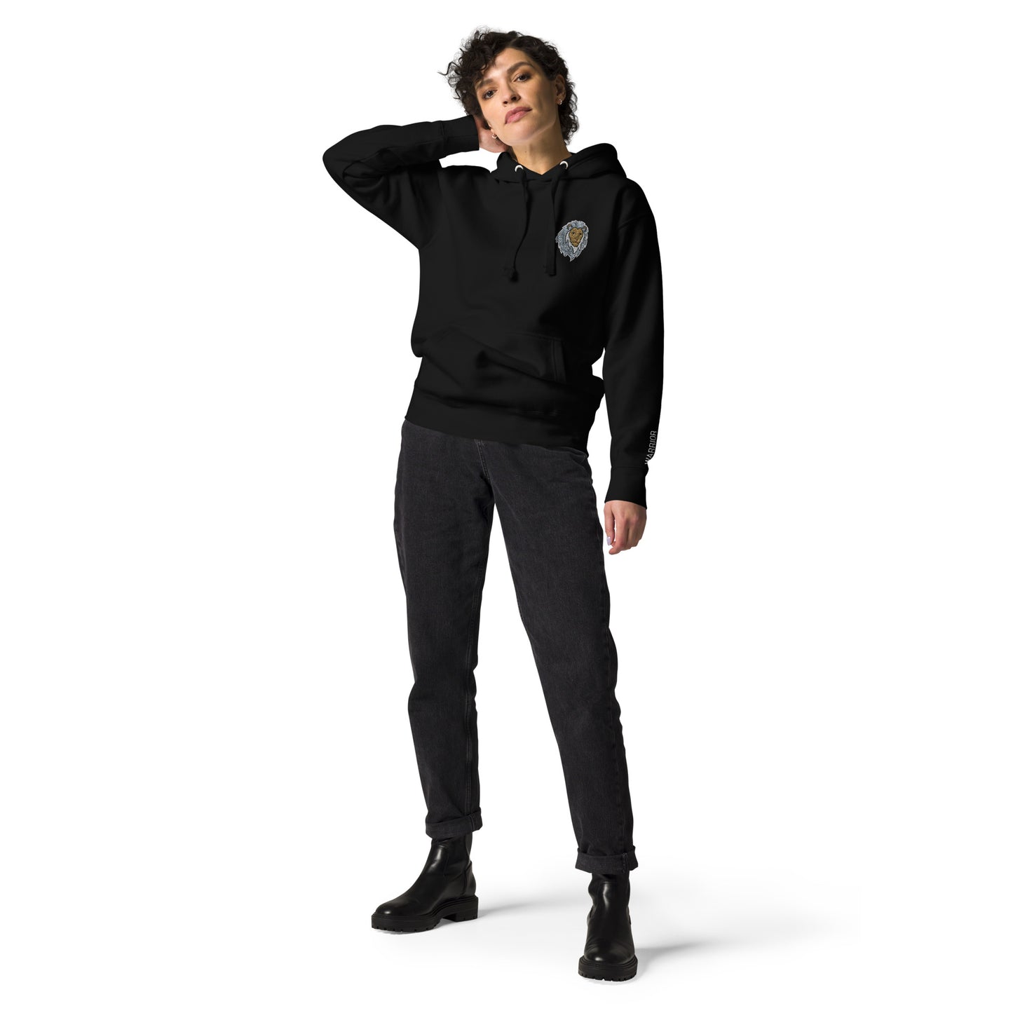 Grayscale Lion of Judah Warrior Unisex Premium Pullover Hoodie (Black)