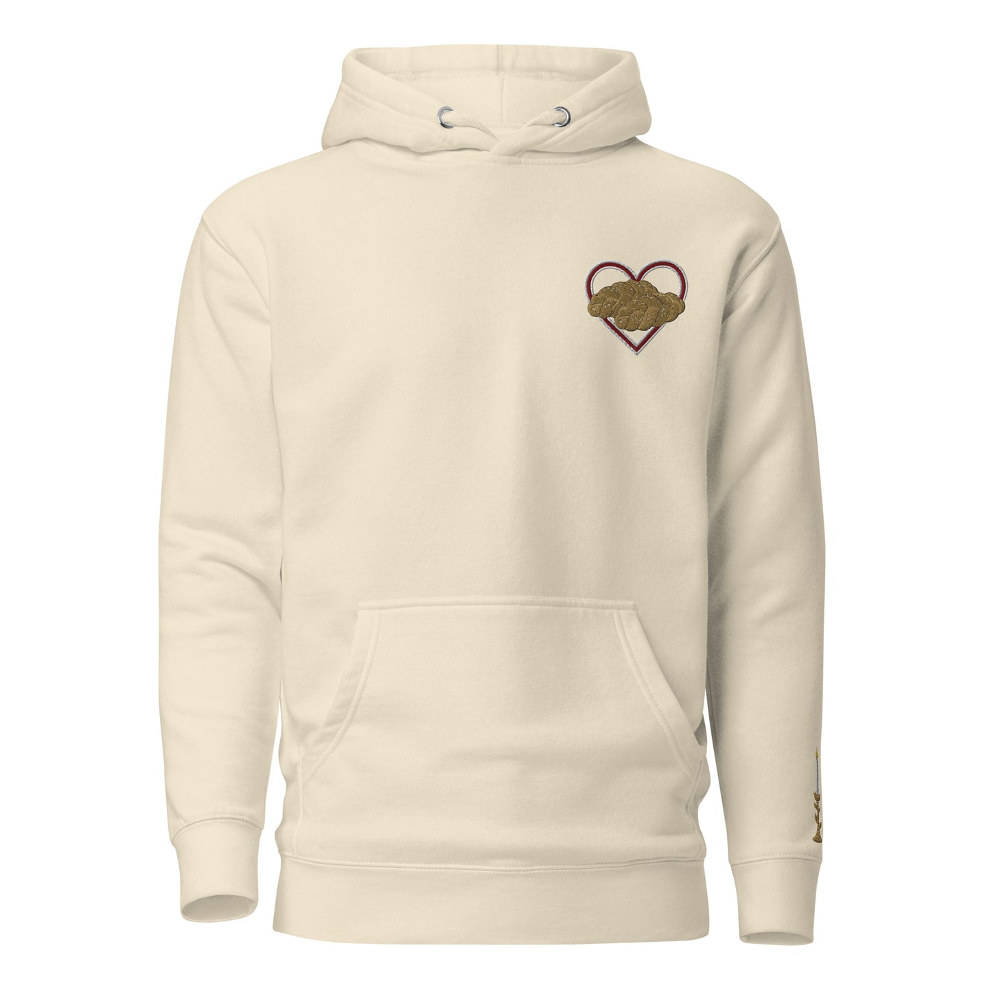Challah & Shabbat Candles Unisex Premium Pullover Hoodie (Bone)