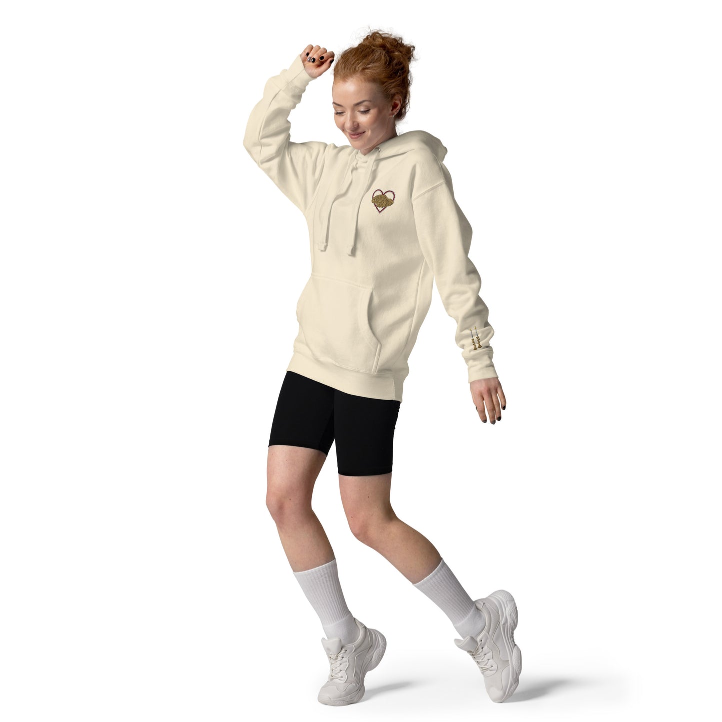 Challah & Shabbat Candles Unisex Premium Pullover Hoodie (Bone)