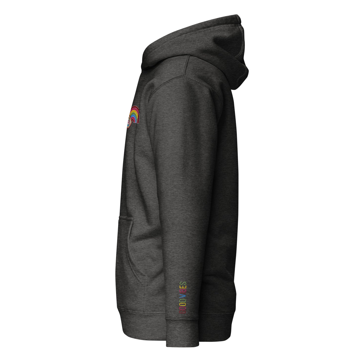 Multicolor Rainbow Evil Eye Unisex Premium Pullover Hoodie (Charcoal Heather)