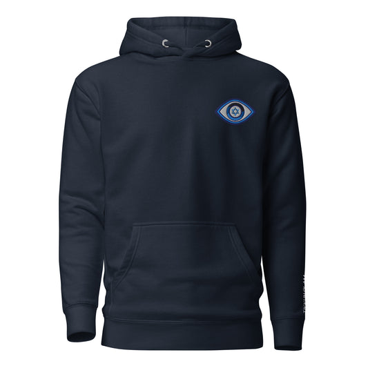 Blue Evil Eye Tikkun Olam Unisex Premium Pullover Hoodie (Navy)
