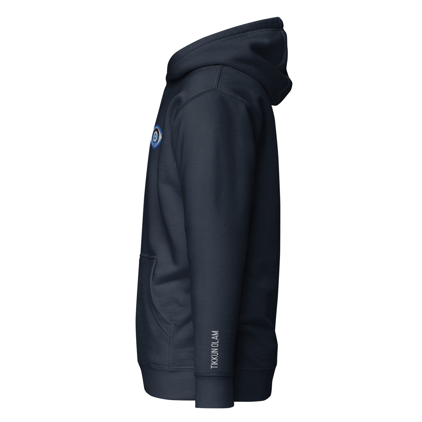 Blue Evil Eye Tikkun Olam Unisex Premium Pullover Hoodie (Navy)
