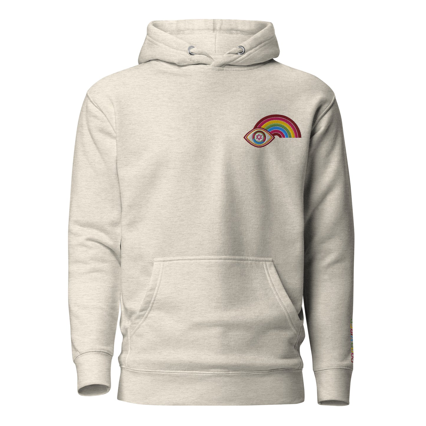 Multicolor Rainbow Evil Eye Unisex Premium Pullover Hoodie (Oatmeal Heather)