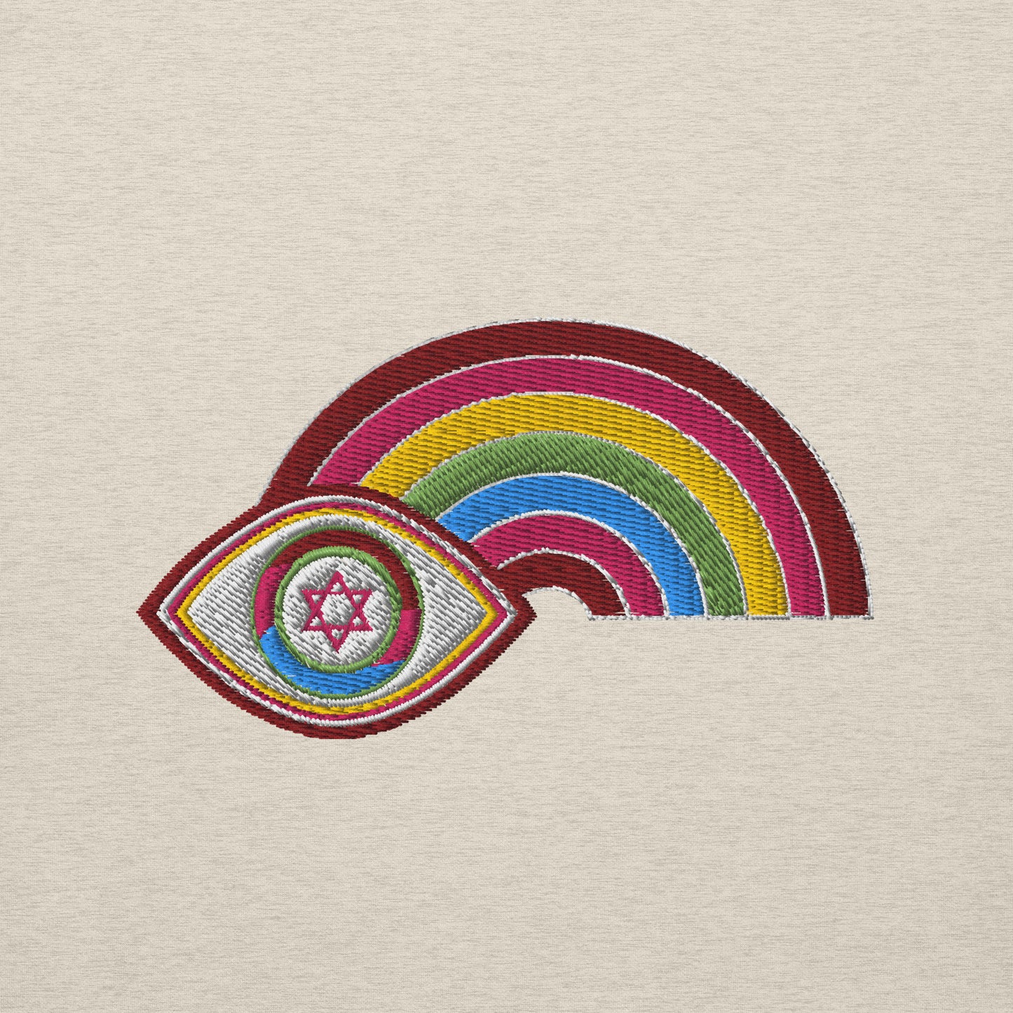 Multicolor Rainbow Evil Eye Unisex Premium Pullover Hoodie (Oatmeal Heather)