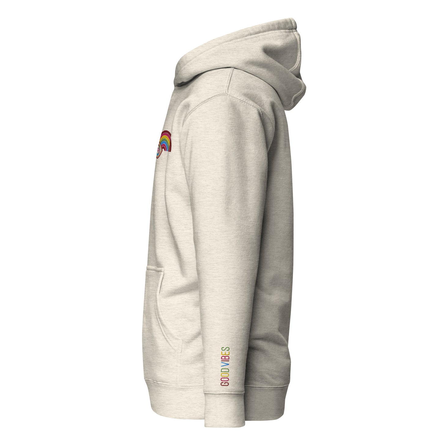 Multicolor Rainbow Evil Eye Unisex Premium Pullover Hoodie (Oatmeal Heather)