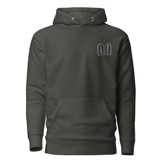 Outline Luchot Two Tablets Unisex Premium Pullover Hoodie (Vintage Black)