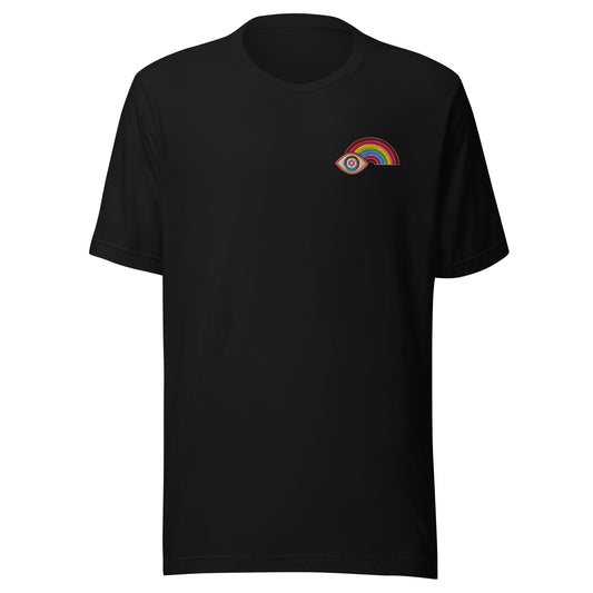 Multicolor Rainbow Evil Eye Unisex T-Shirt (Black)