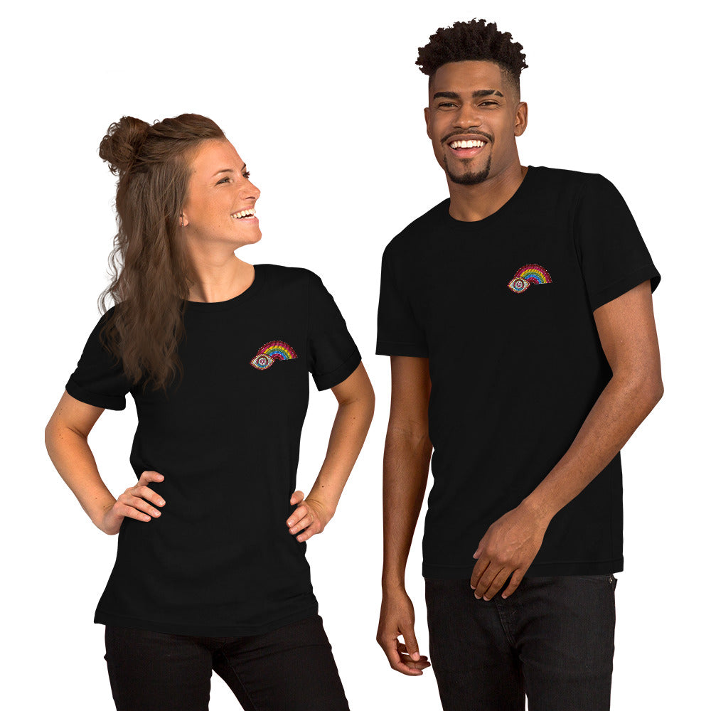 Multicolor Rainbow Evil Eye Unisex T-Shirt (Black)