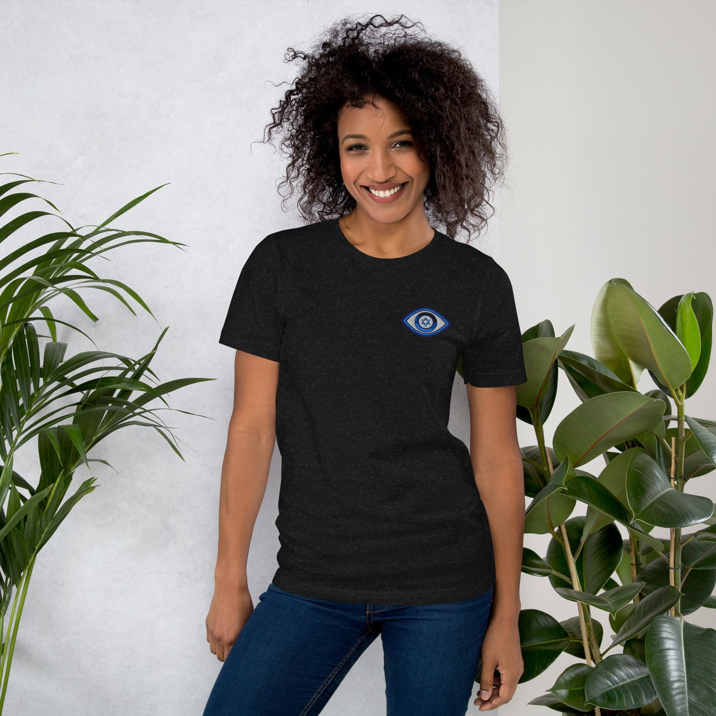 Blue Evil Eye Unisex T-Shirt (Heather Black)