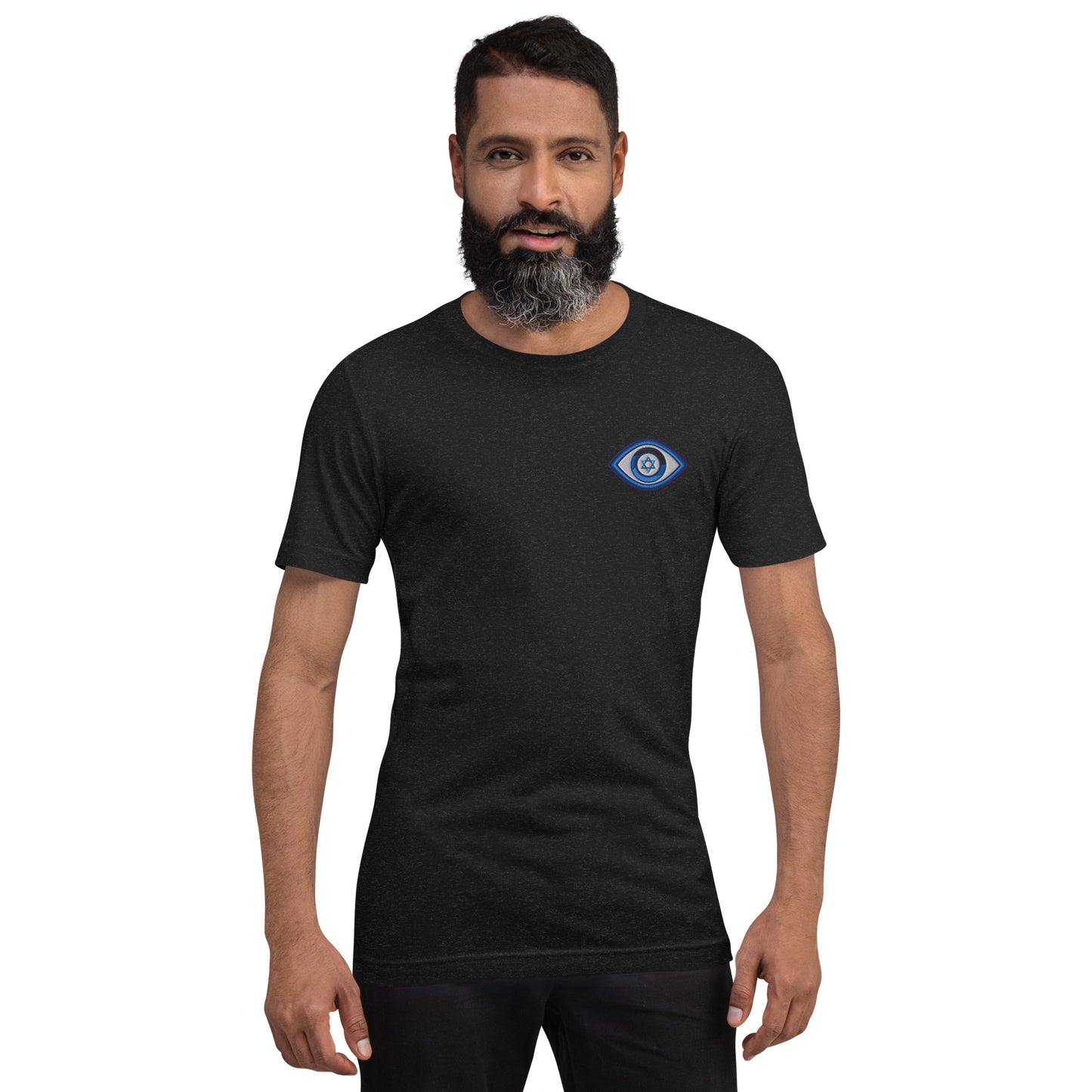 Blue Evil Eye Unisex T-Shirt (Heather Black)