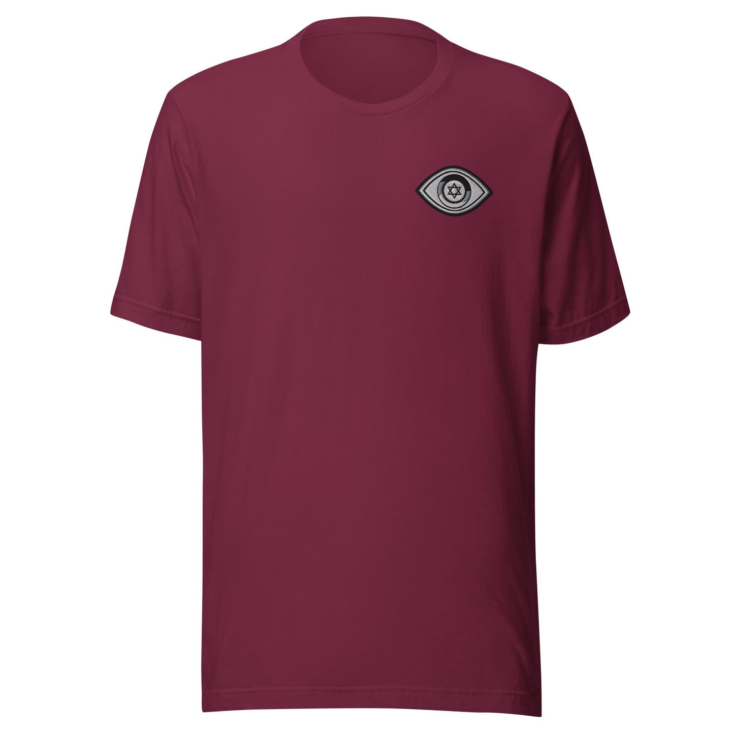 Greyscale Evil Eye Unisex T-Shirt (Maroon)