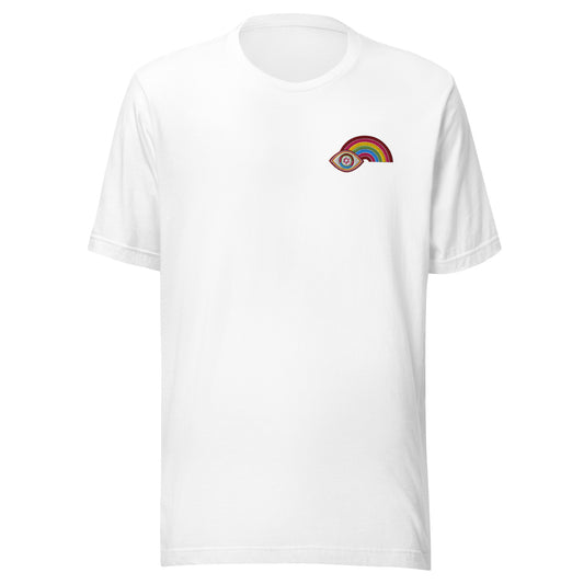 Multicolor Rainbow Evil Eye Unisex T-Shirt (White)
