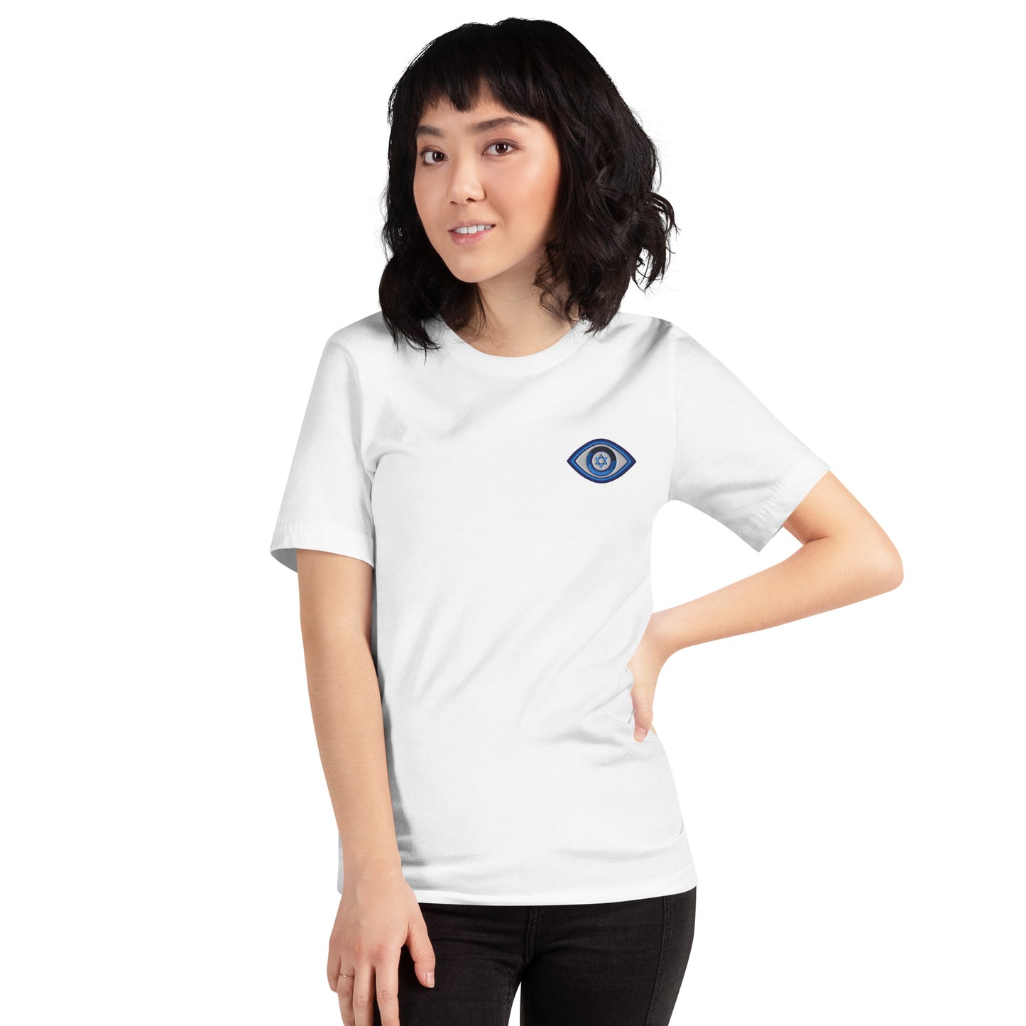 Blue Evil Eye Unisex T-Shirt (White)