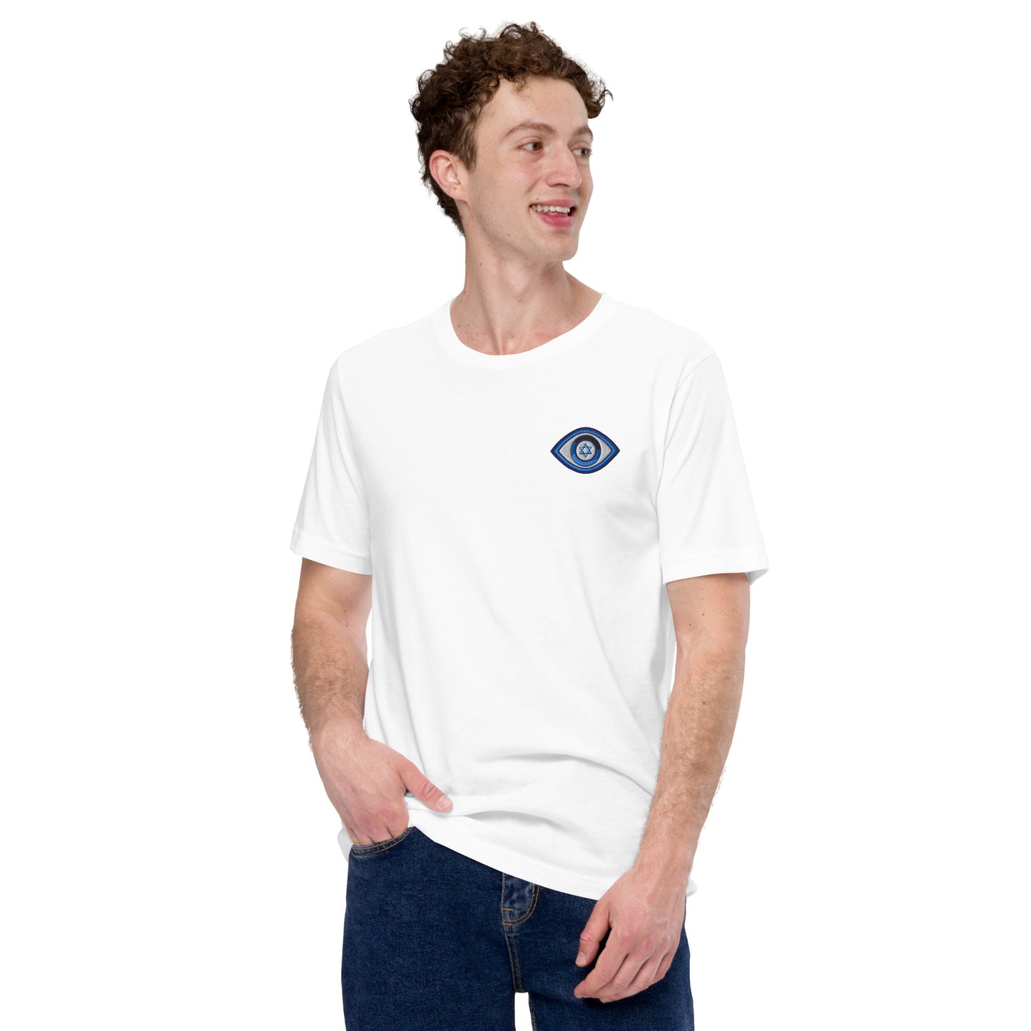 Blue Evil Eye Unisex T-Shirt (White)