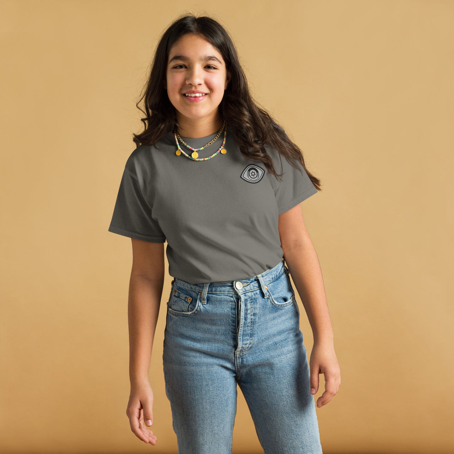 Grayscale Evil Eye Youth T-Shirt (Charcoal)
