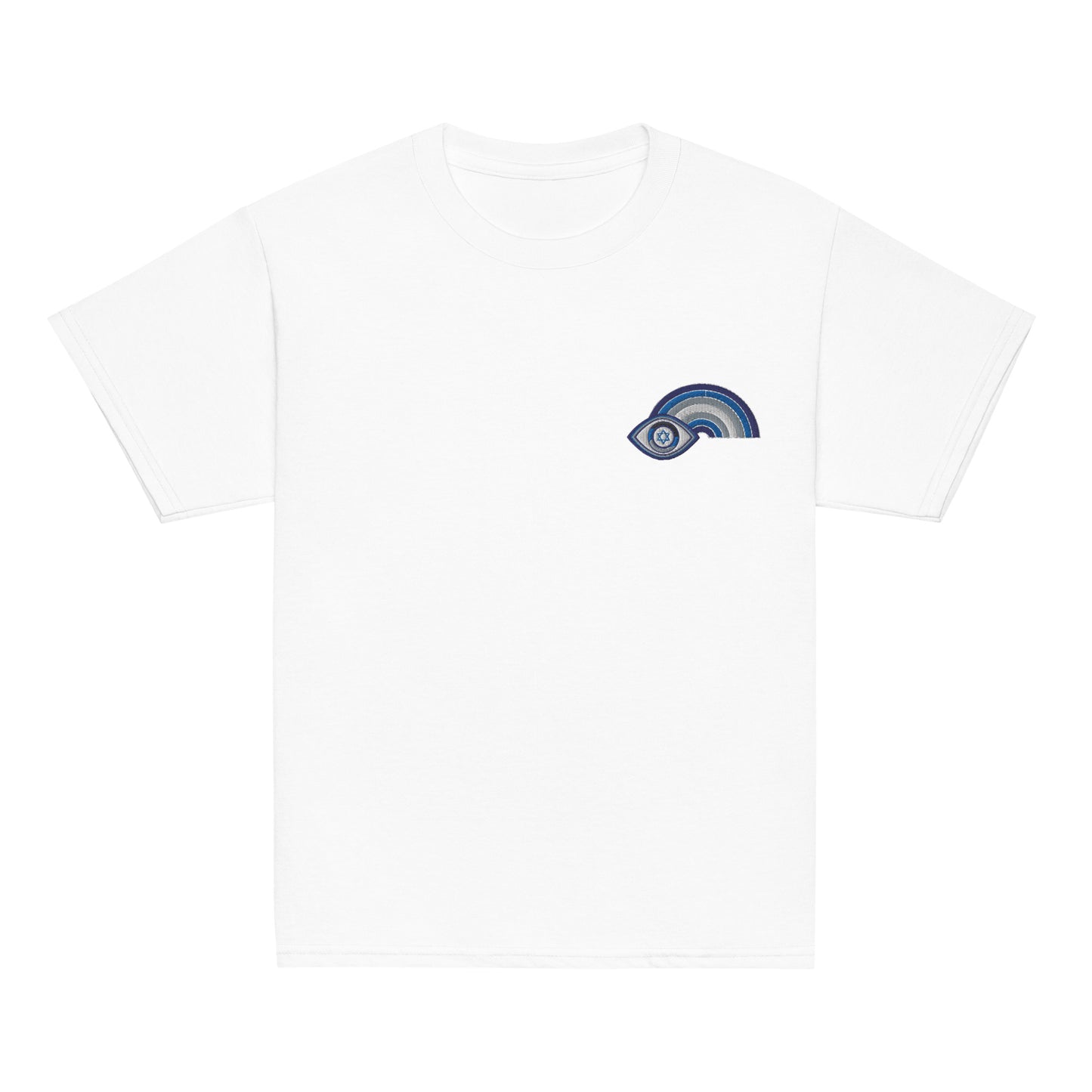 Blue Rainbow Evil Eye Youth T-Shirt (White)