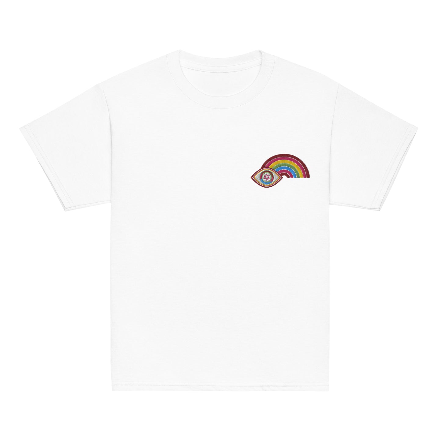 Multicolor Rainbow Evil Eye Youth T-Shirt (White)